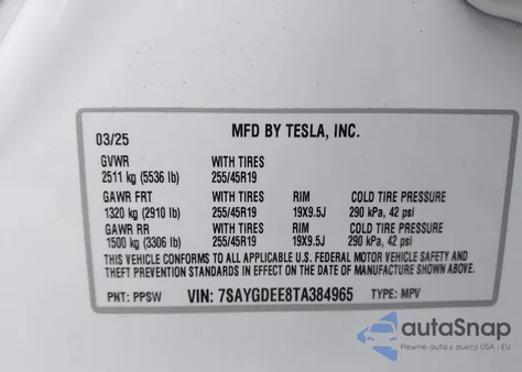 2026 Tesla Model Y Long Range Dual Motor All-Wheel Drive/Long Range Launch Series from USA, damaged, VIN 7SAYGDEE8TA384965